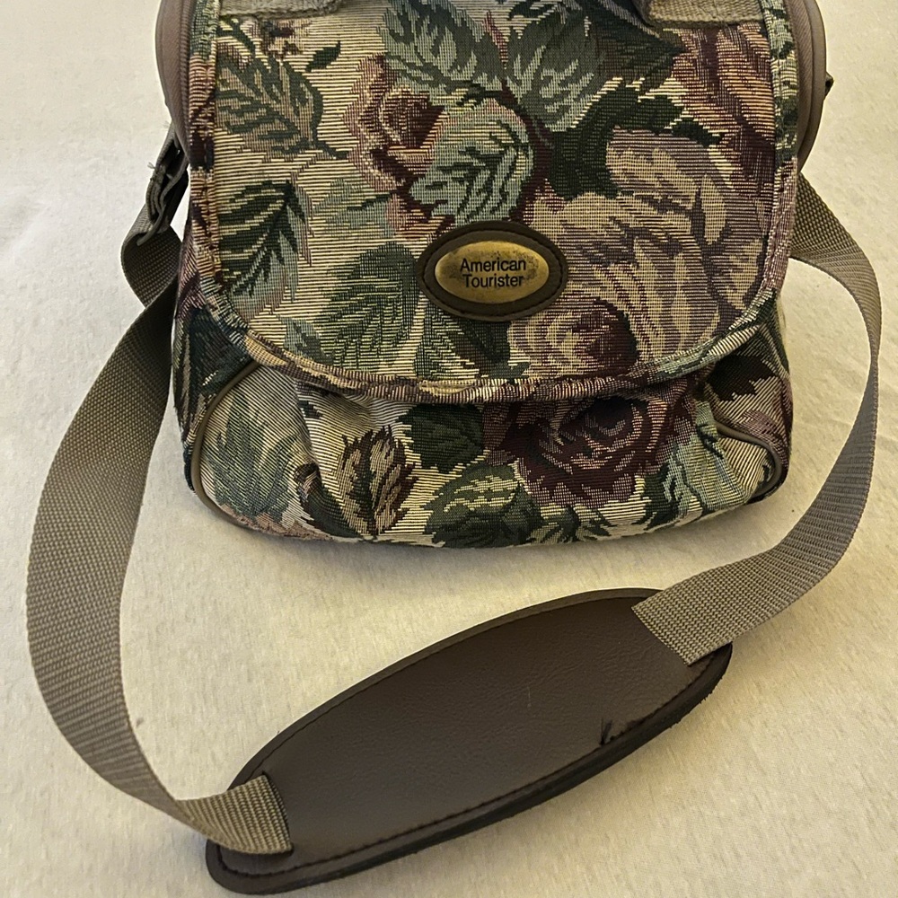 American Tourister Floral Crossbody Bag - Green and Brown